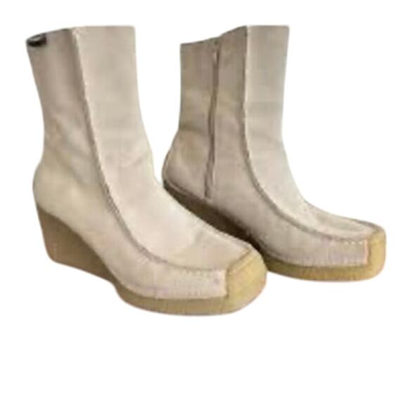 Vintage Vtg Candies Y2K Cream Suede Platform size 7 NWOT - Picture 2 of 6